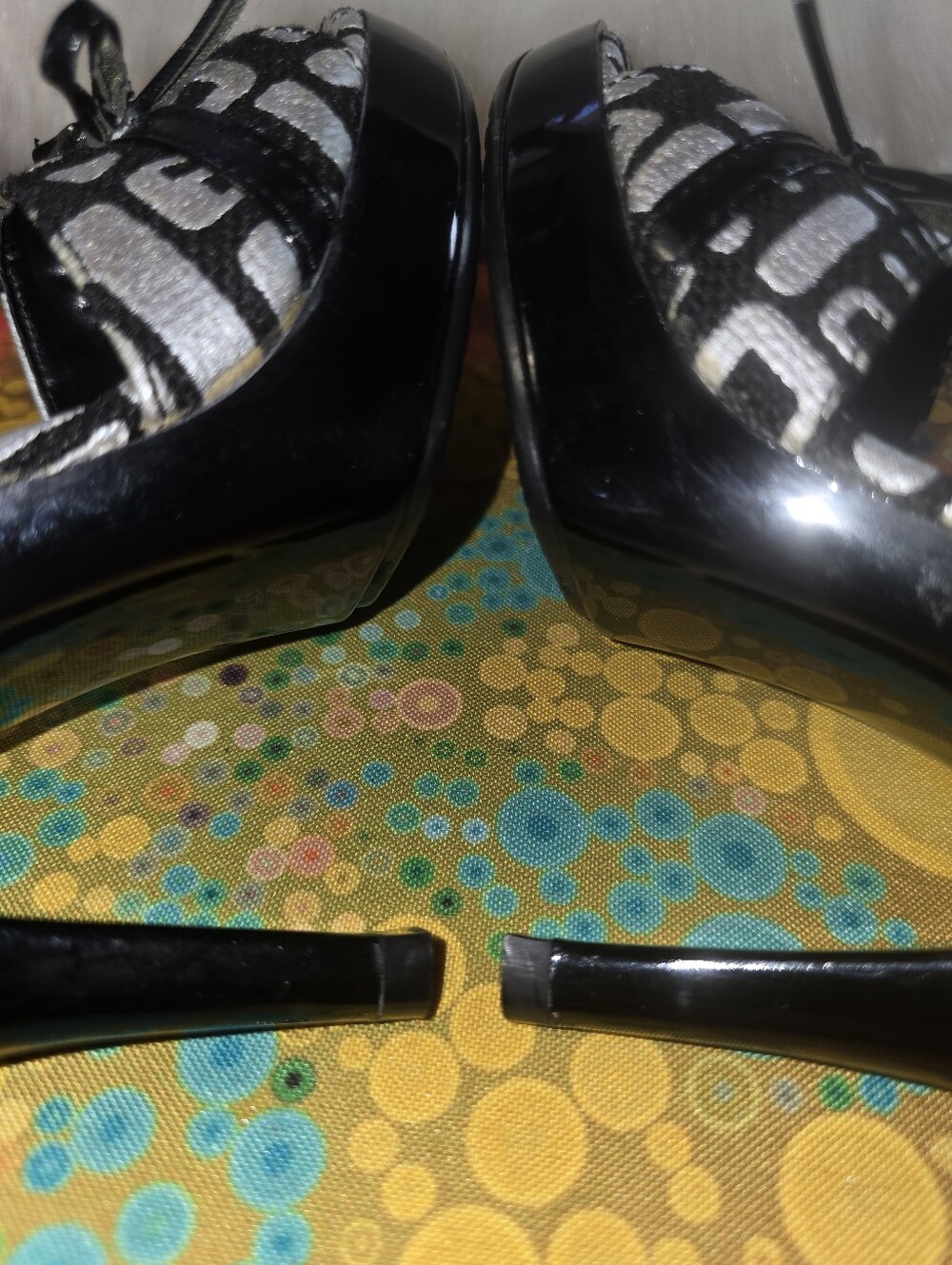 Selex Fine Style Womens Silver & White Patterned Platform Heel Slide Sandals - Picture 11 of 13